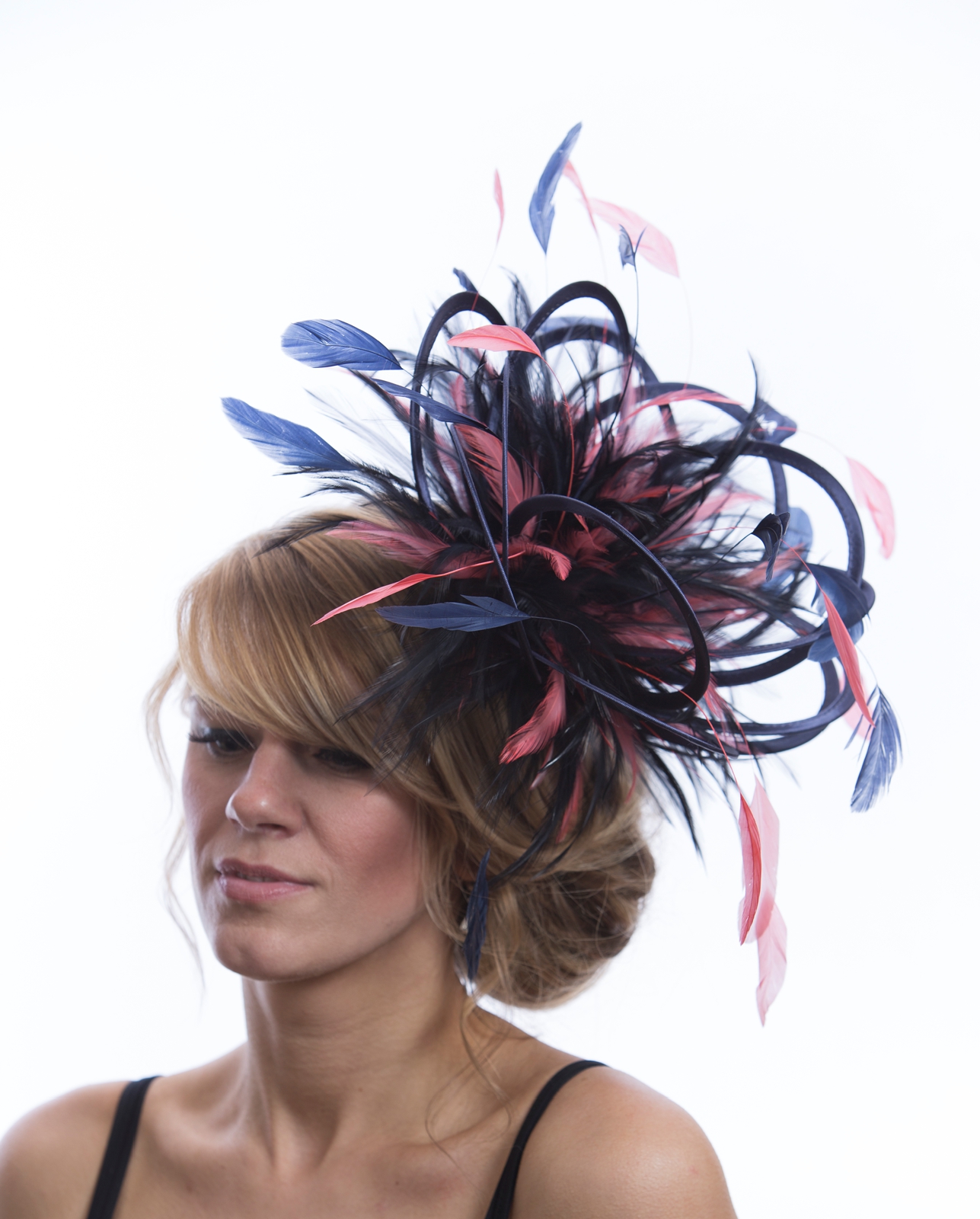 navy blue and coral pink med with hackle (8)
