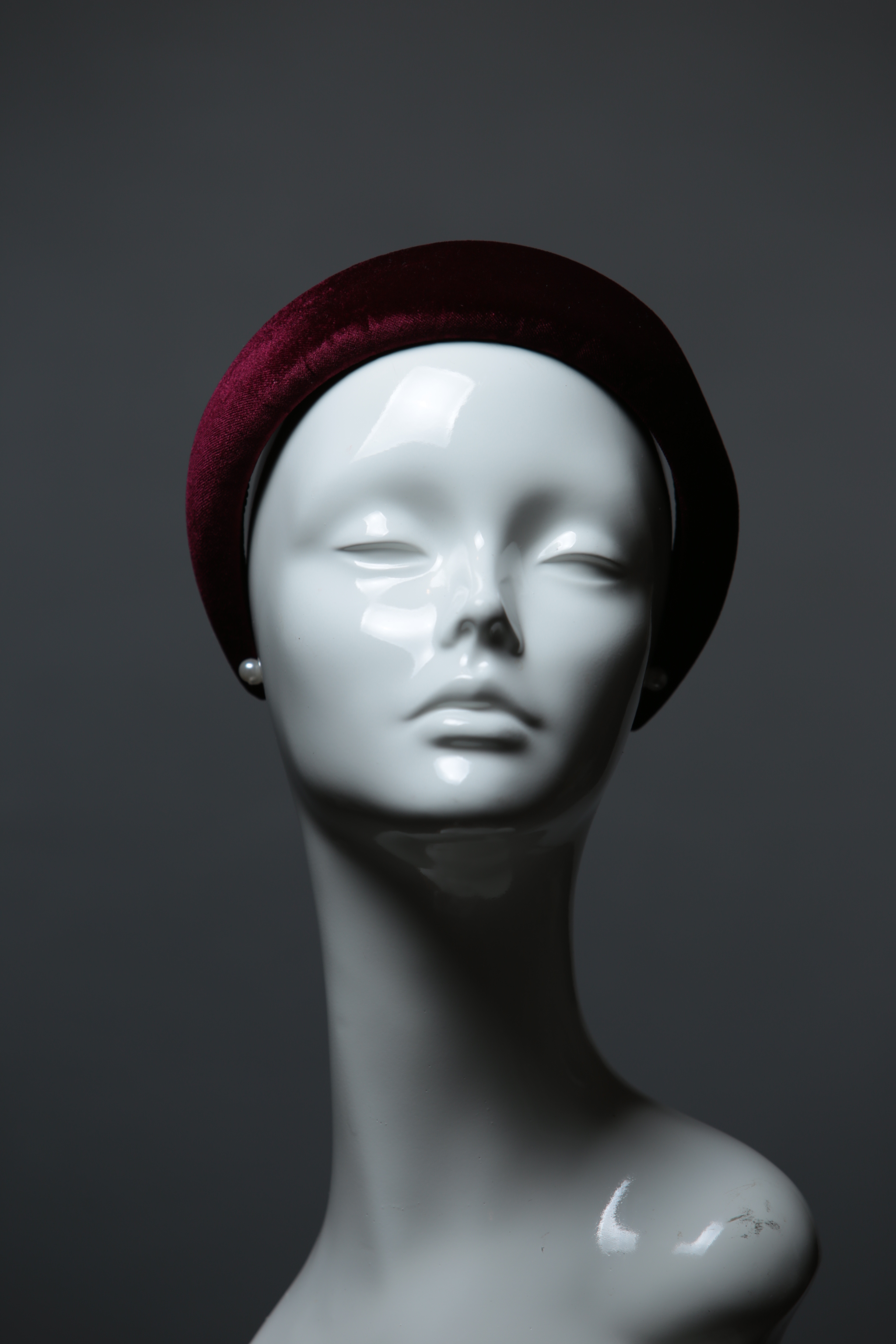 burgundy wine padded velvet headband (3) Burgundy Wine Padded Velvet Headband Wedding Fascinator hat