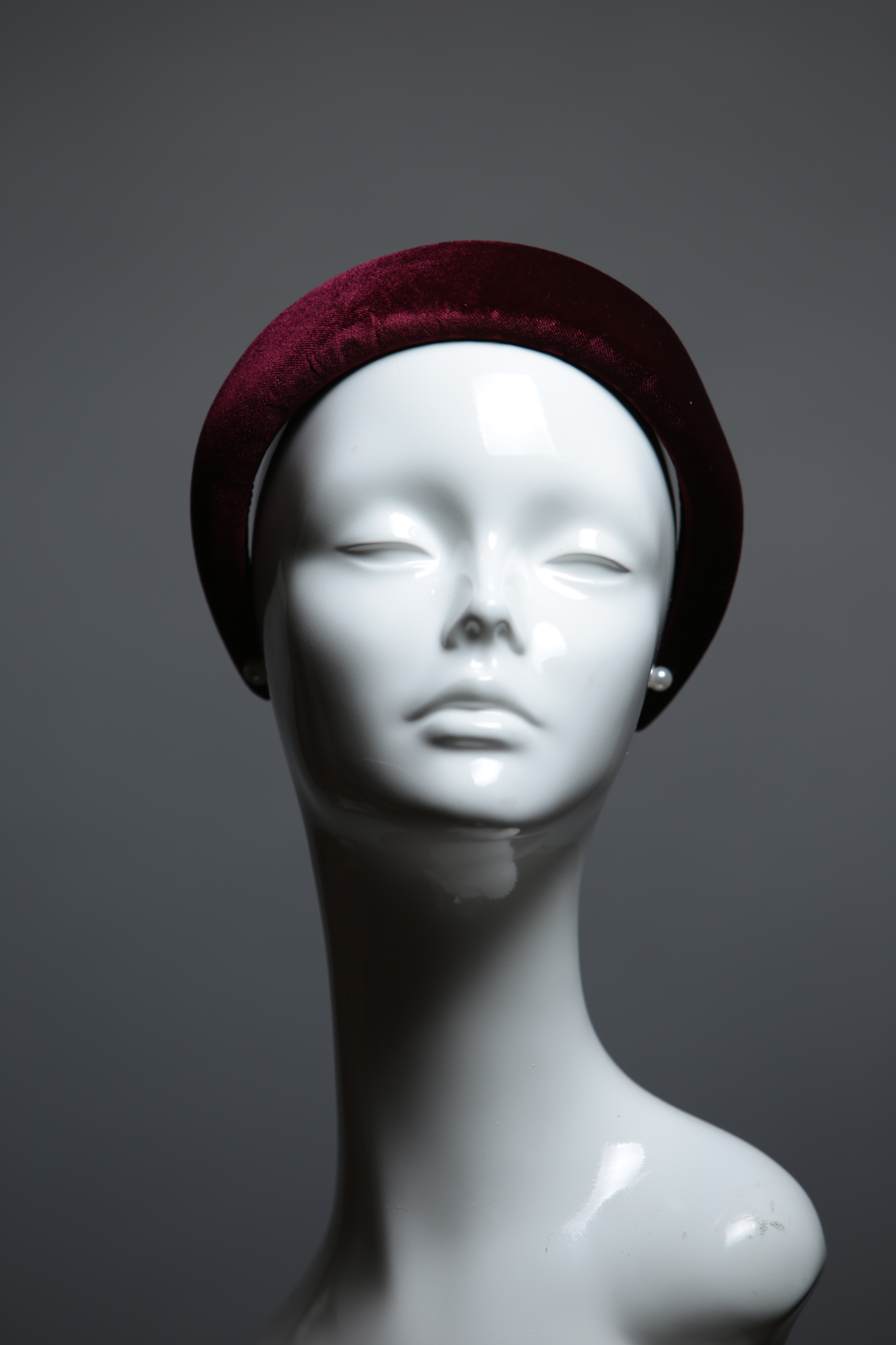 burgundy wine padded velvet headband (6) Burgundy Wine Padded Velvet Headband Wedding Fascinator hat