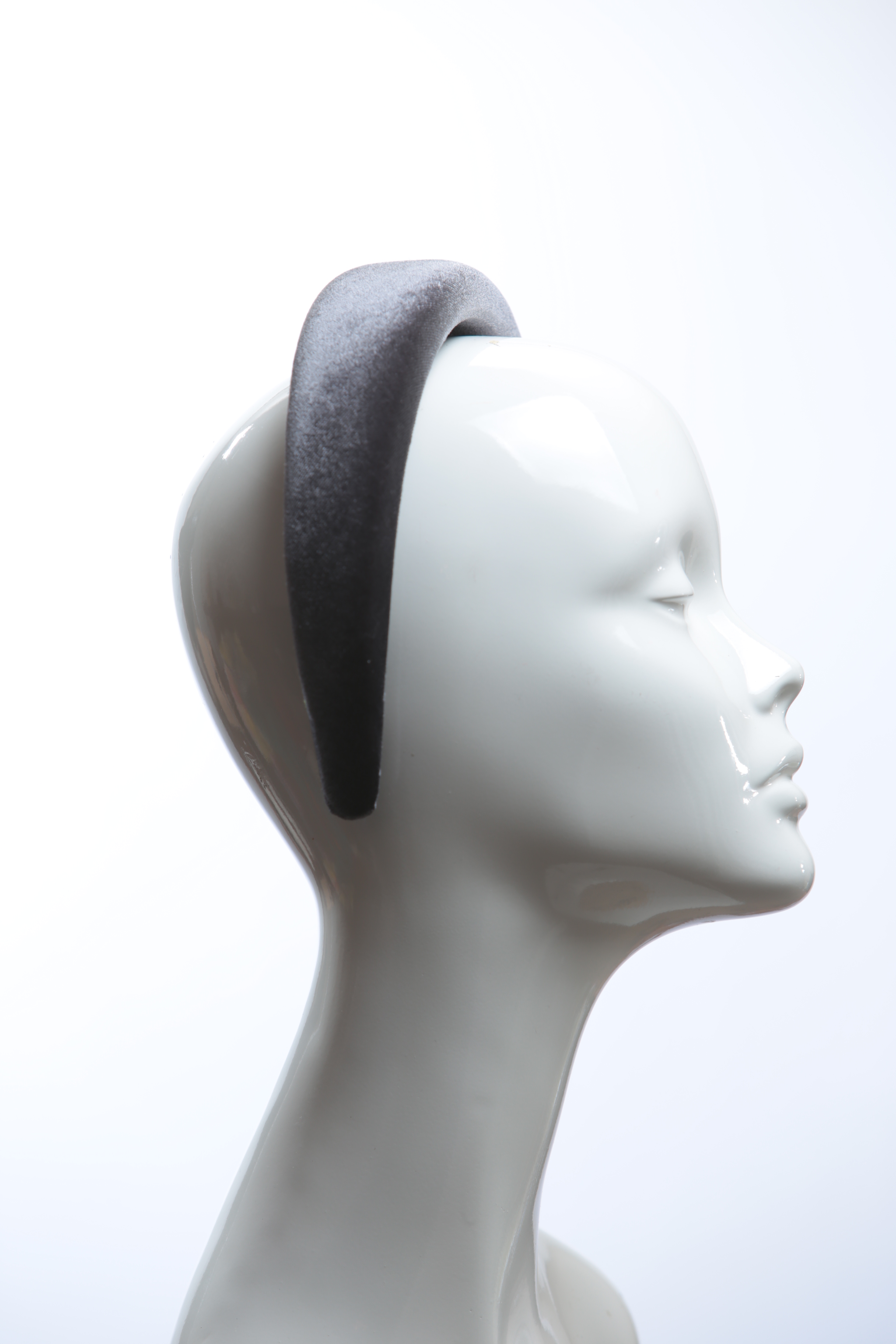 pewter grey padded velvet headband (1) Pewter Grey Velvet Headband Wedding Fascinator hat