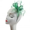 Emerald Green small sinamay and feather fascinator hat