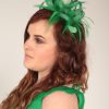 Emerald Green small sinamay and feather fascinator hat