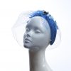 Electric royal blue beaded veil Fascinator Hat Headband handmade and padded