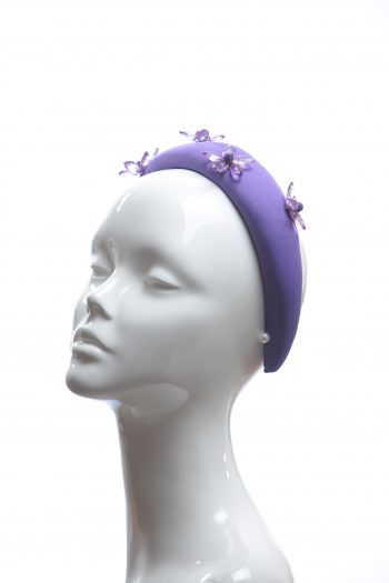 light purple glass flower beads headband