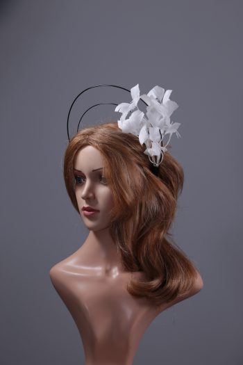 black and white feather tree double black halo crown Fascinator hat