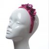 deep hot pink padded satin headband with metal flower beads headband fascinator hat
