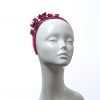 deep hot pink padded satin headband with metal flower beads headband fascinator hat