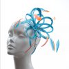 turquoise and orange small fascinator hat