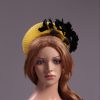 yellow halo crown with crin and black feather tree