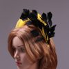 yellow halo crown with crin and black feather tree