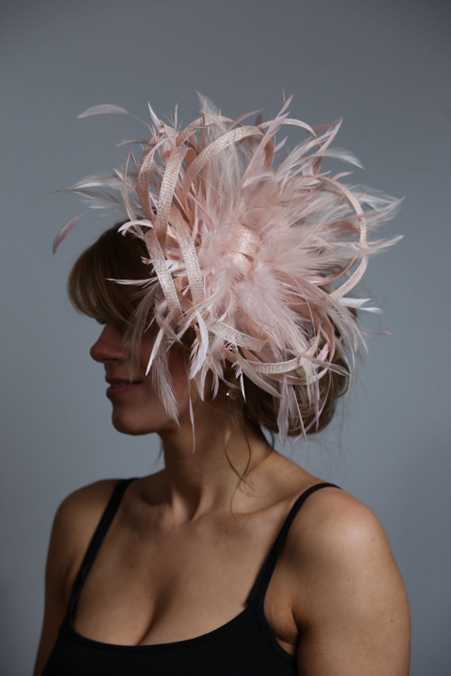 oyster Pink large sinamay loop fascinator hat (1)