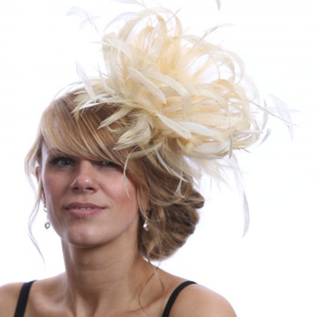 Cream Large Sinamay And Feather Fascinator Hat Annie - Maighread Stuart ...