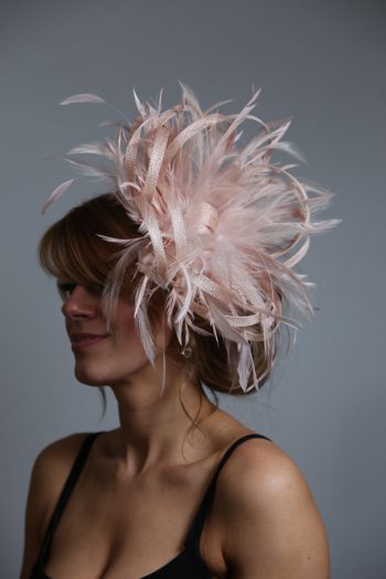 oyster Pink large sinamay loop fascinator hat (1)