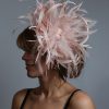 oyster Pink large sinamay loop fascinator hat (1)