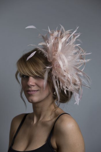 oyster Pink large sinamay loop fascinator hat (1)