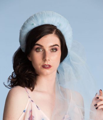 Baby Blue Tulle pleated headband crown fascinator hat headband