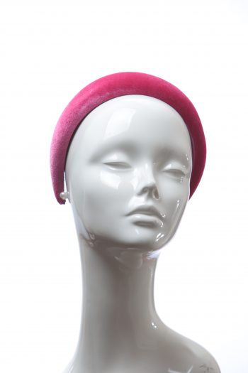 Hot Pink Padded Velvet Headband Wedding Fascinator hat