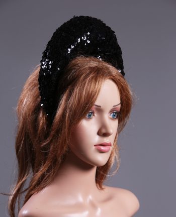 Black Sequin Double sided Halo Crown headband Headpiece Fascinator Hat suitable for a ball, party, wedding or a ladies day