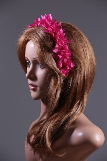 Hot Pink organza flower diamante trim headband fascinator hat suitable for a ladies day out or day at the races or wedding