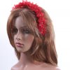 Red organza flower headband suitable for a ladies day at the races, bridal or a wedding