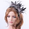 black and pale grey feather mount headband suitable for a wedding or ladies day at the races