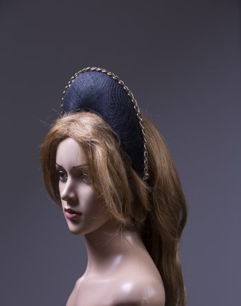 black sinamay halo crown for a wedding or the races