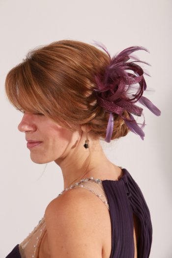 Burgundy Wine small sinamay and feather fascinator hat