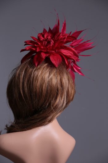 Ivory & Red Pillbox Feather Fascinator Hat