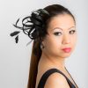 Black small sinamay and feather fascinator hat