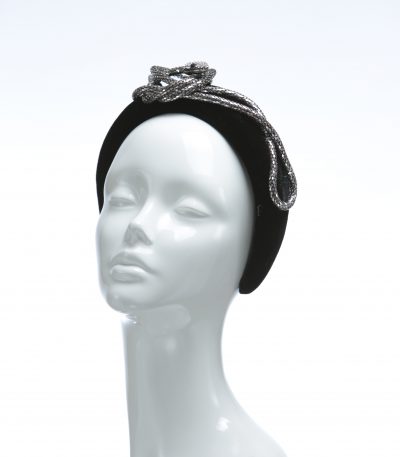 Black Snake Rhinestone Diamante Velvet Padded crown fascinator headband