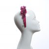 deep hot pink padded satin headband with metal flower beads headband fascinator hat