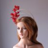 gold double halo crown with red feather tree