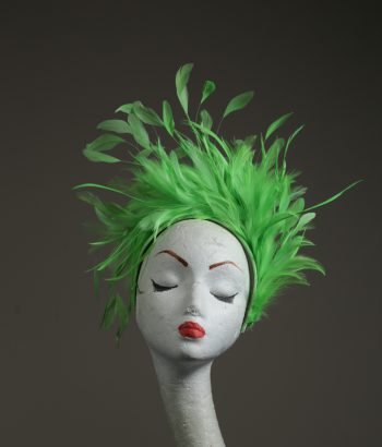 Lime Green Feather Crown Headband Fascinator Hat