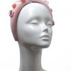 Dusky Pink Velvet Padded beaded Fascinator Hat Headband handmade