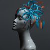 turquoise and orange small fascinator hat