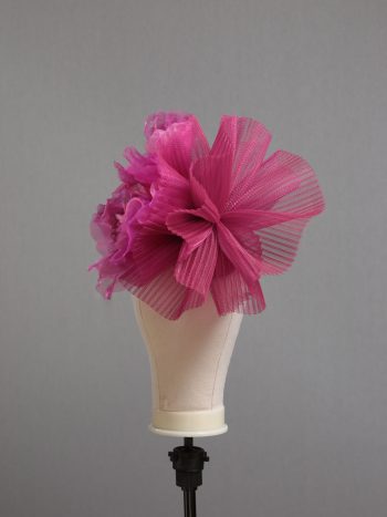 hot pink flower crin pillbox fascinator hat
